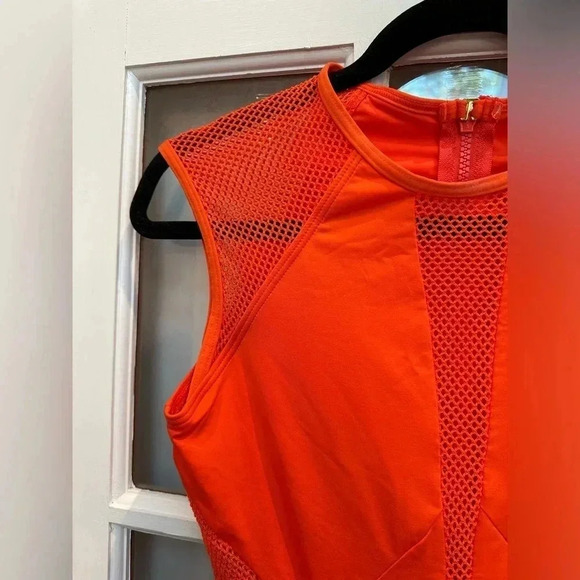 Carmen Marc Valvo Swimsuit High Neck Mesh Modest One Piece Orange Size 10 Medium - Picture 4 of 11